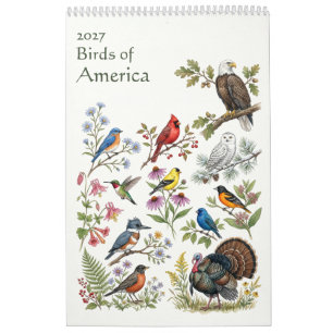 Calendrier Oiseaux d'Amérique - Page unique 2027