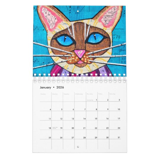 Calendrier Oiseaux et chats (Jan 2026)