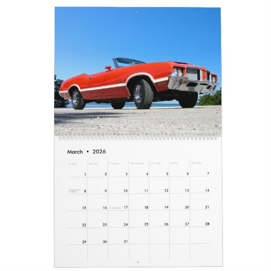 Calendrier Oldsmobile (Mar 2026)