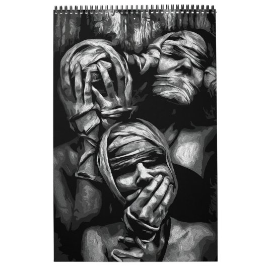 Calendrier Ombres réduites au silence : Visages Abstraits (Protection)