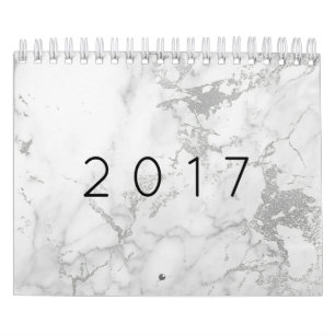 Calendrier Or argenté gris blanc de marbre de minimalisme