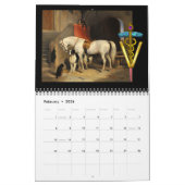 CALENDRIER OR CADUCUS VÉTÉRINAIRE SYMBOLE CHEVAUX BEAU ART (Feb 2026)