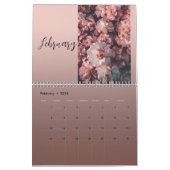 Calendrier or rose chic et tendance avec fleurs 2023 (Feb 2026)