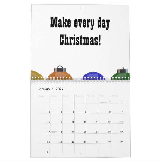Calendrier Ornements de Noël (Jan 2027)