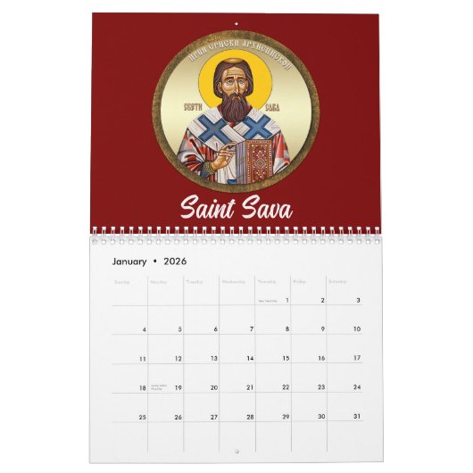 Calendrier Orthodox calendar 2025 (Jan 2026)