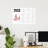 Calendrier Ourson 2022 Affiche - Début lundi (Bureau à domicile)