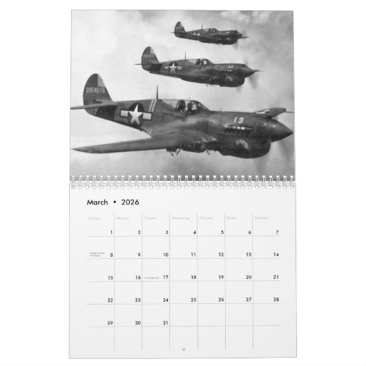 Calendrier P-40 Warhawk (Mar 2026)