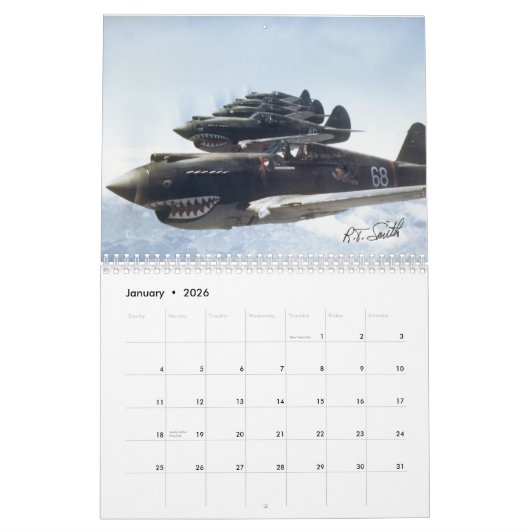 Calendrier P-40 Warhawk (Jan 2026)