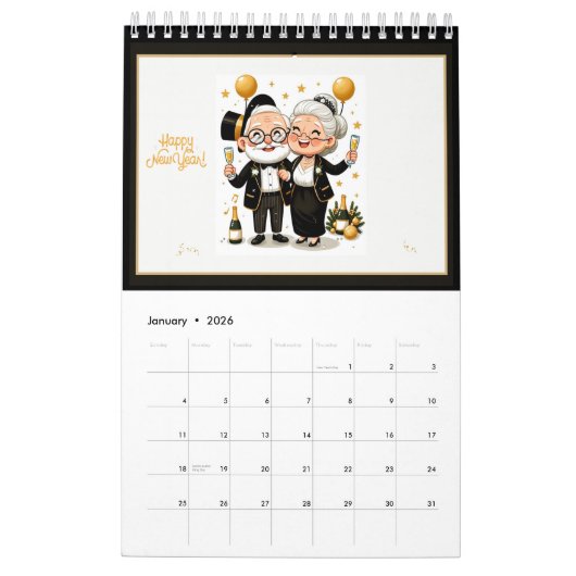Calendrier Pa & Ma (The Old People) Fun 2026 Calendar (Jan 2026)