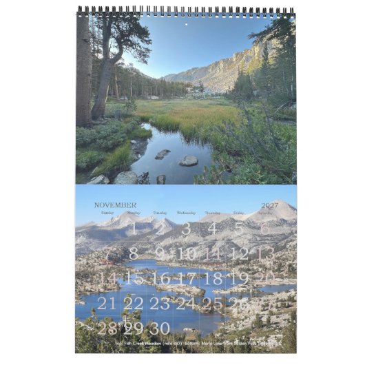 Calendrier Pacific Crest Trail et Mt Whitney Calendar (Nov 2027)