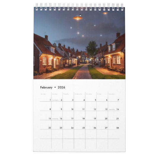 Calendrier Page PetitCalendrier simple, Blanc (Feb 2026)