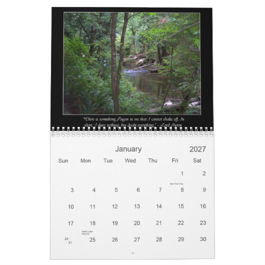 Calendrier Païens et le monde naturel (Jan 2027)