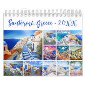 Calendrier Painting of Santorini Greece Travel Desk (Protection)