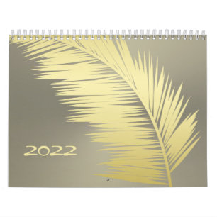 Calendrier Palm Tropical d'or feuille