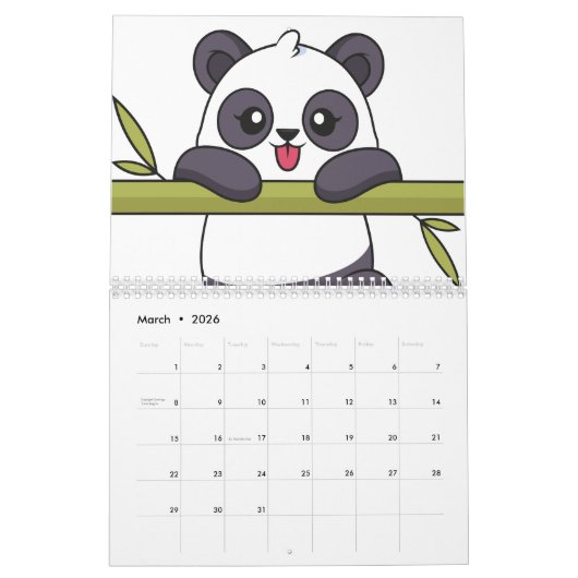 Calendrier Panda 2024 (Mar 2026)