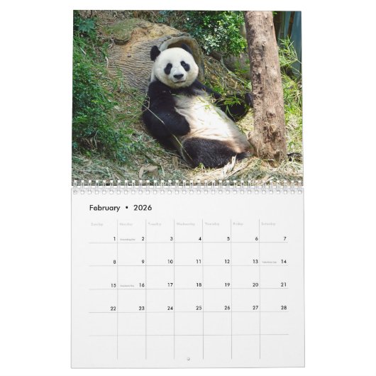 Calendrier Pandas adorables 2026 (Feb 2026)