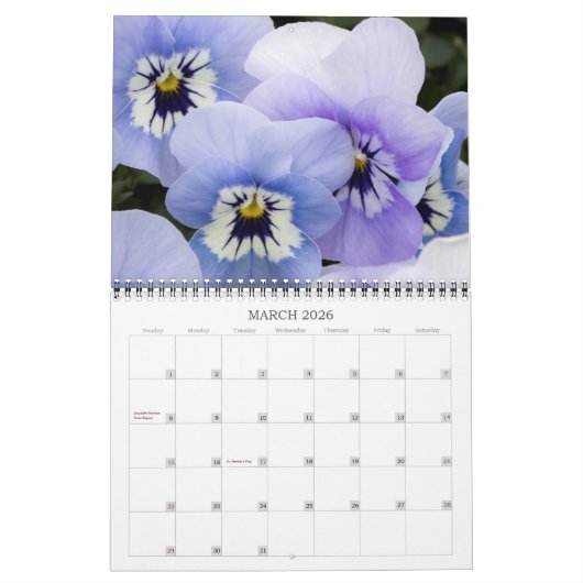 Calendrier ~ Pansies en cours de lecture (Mar 2026)