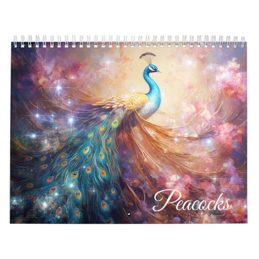 Calendrier Paons Fantastiques dans un Style Abstrait (Protection)