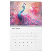 Calendrier Paons roses fantastiques dans un style abstrait (Mar 2027)
