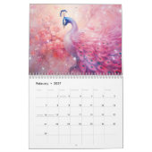 Calendrier Paons roses fantastiques dans un style abstrait (Feb 2027)