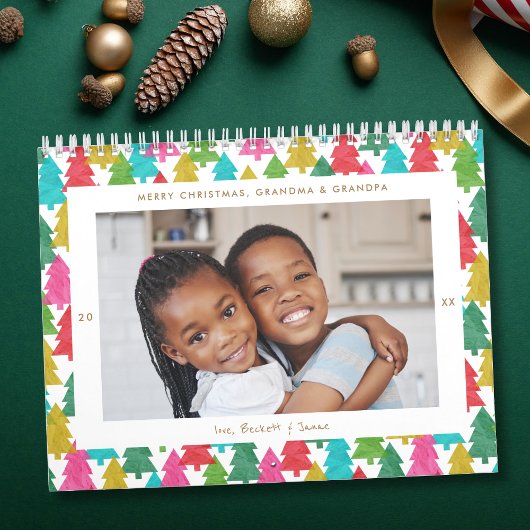 Calendrier Papier coloré Arbres de Noël Photo