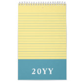 Calendrier Papier de cahier jaune ligné section notes (Protection)