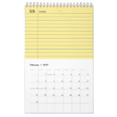 Calendrier Papier de cahier jaune ligné section notes (Feb 2027)