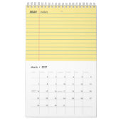 Calendrier Papier de cahier jaune ligné section notes (Mar 2027)