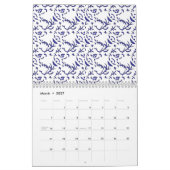 Calendrier Papier d'emballage bleu et blanc avec un graphique (Mar 2027)