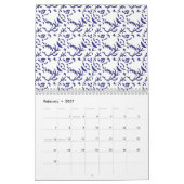 Calendrier Papier d'emballage bleu et blanc avec un graphique (Feb 2027)