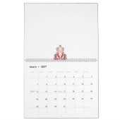 Calendrier papier peint design d'intérieur fleurs rouges, dos (Mar 2027)