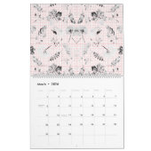 Calendrier Papier peint floral noir et blanc classique (Mar 2026)