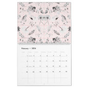 Calendrier Papier peint floral noir et blanc classique (Feb 2026)