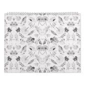 Calendrier Papier peint floral noir et blanc classique (Protection)