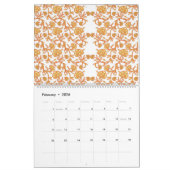 Calendrier papier peint orange et blanc au design floral (Feb 2026)