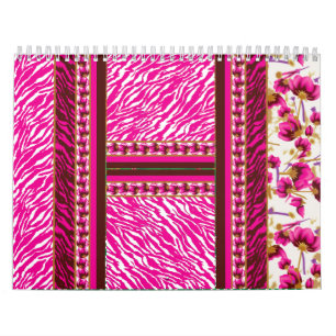 Calendrier papier peint rose et blanc avec croix dessus