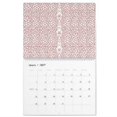 Calendrier papier peint rouge et blanc avec un motif (Mar 2027)