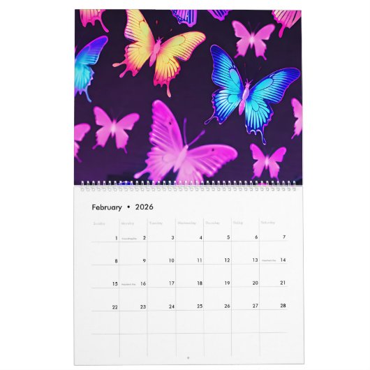 Calendrier Papillon coloré (Feb 2026)