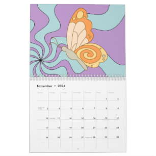 Calendrier Papillon d'onde Super Hippie les années 70 rétro