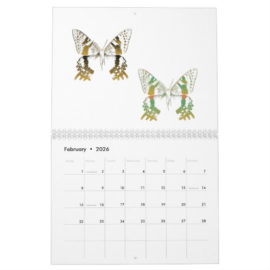 Calendrier Papillon - Mois (Feb 2026)