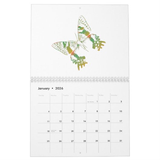 Calendrier Papillon - Mois (Jan 2026)