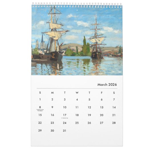 Calendrier par Claude Monet (Mar 2026)