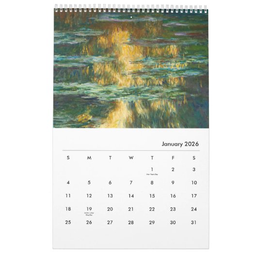 Calendrier par Claude Monet (Jan 2026)