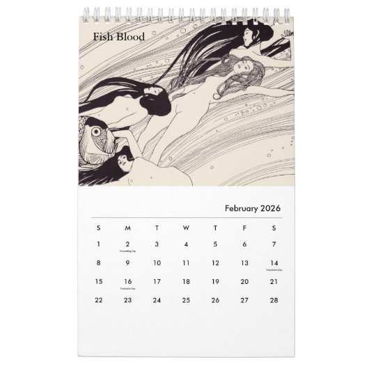 Calendrier par Gustav Klimt (Feb 2026)