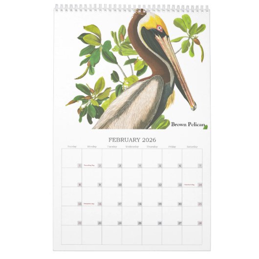 Calendrier par John James Audubon (Feb 2026)