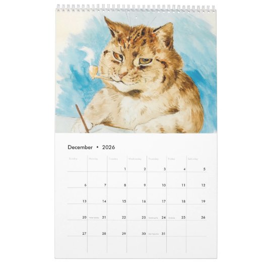 Calendrier par Louis Wain (Dec 2026)