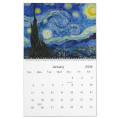 Calendrier par Vincent van Gogh (Jan 2026)