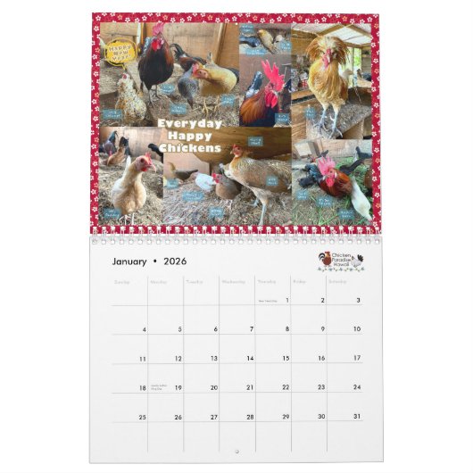 Calendrier Paradis du poulet Hawaï 2024 (Jan 2026)