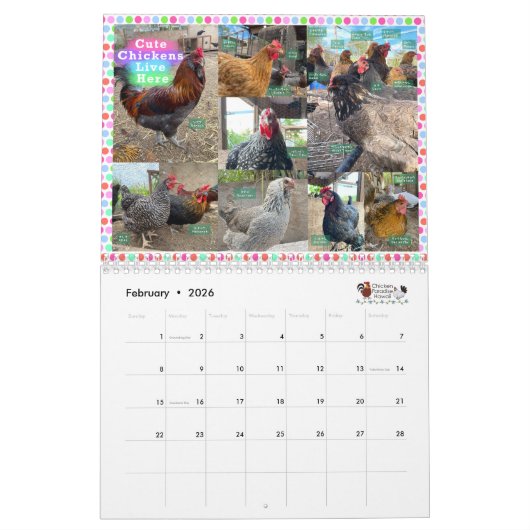 Calendrier Paradis du poulet Hawaï 2024 (Feb 2026)