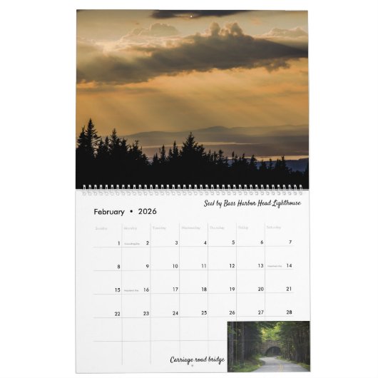 Calendrier Parc national Acadia (Feb 2026)
